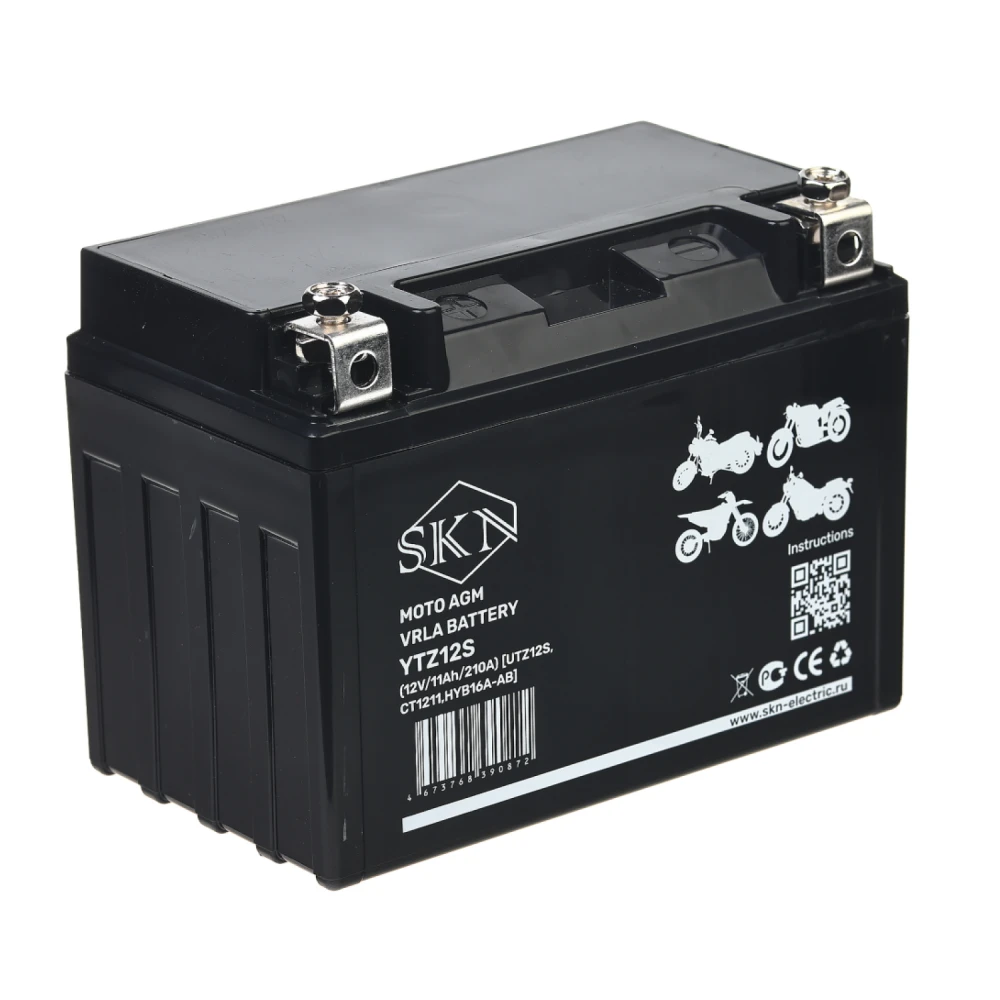 Аккумулятор стартерный для мототехники SKN YTZ12S (12V/11Ah/210A) [UTZ12S, CT 1211, HYB16A-AB]