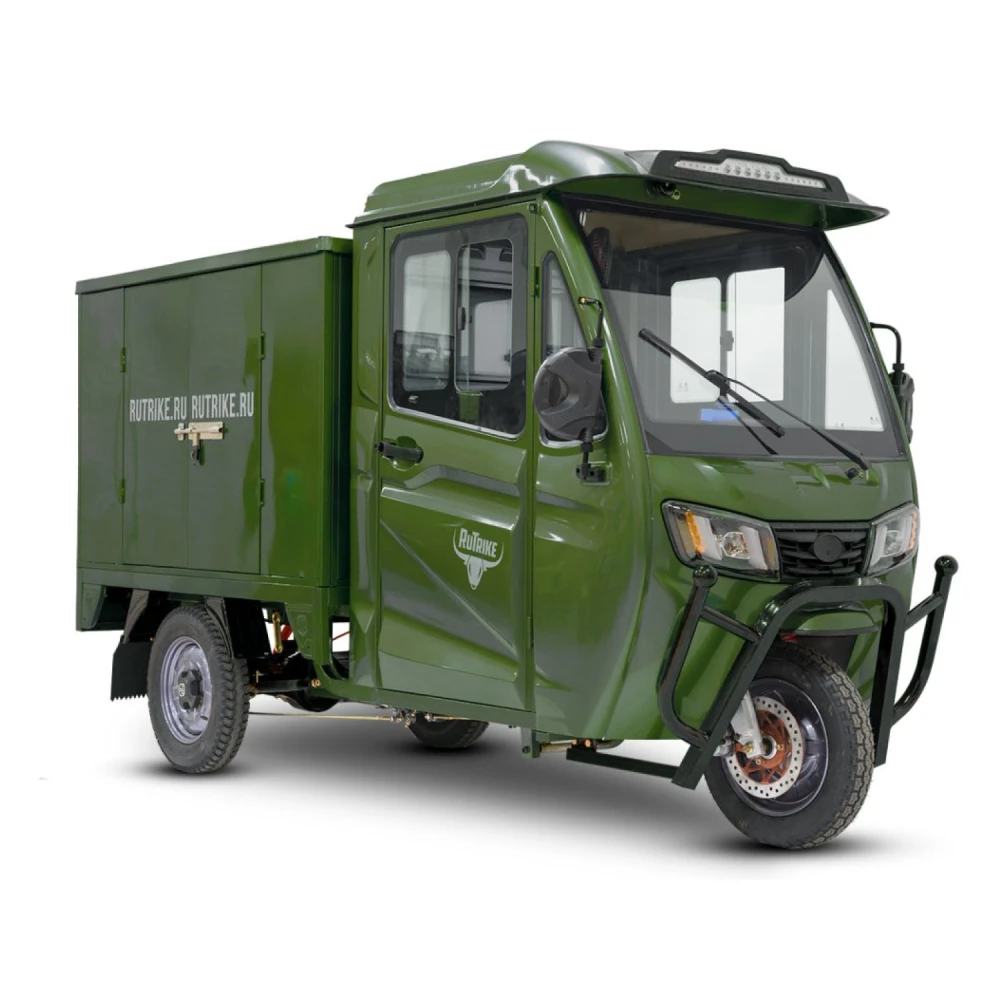 Грузовой электротрицикл Rutrike КАРГО Кабина Дуал NEXT темно-зеленый