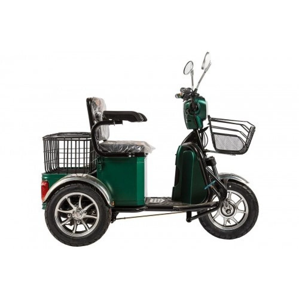 Электротрицикл Rutrike S1 V2 с большой корзиной зеленый